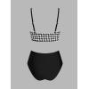 imageCUPSHE Womens Bikini Sets Two Piece Swimsuit High Waisted V Neck Twist Front Adjustable Spaghetti Straps Bathing SuitBlack Houndstooth