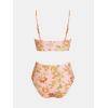 imageCUPSHE Womens Bikini Sets Two Piece Swimsuit High Waisted V Neck Twist Front Adjustable Spaghetti Straps Bathing SuitPeach Pink Floral
