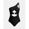 imageCUPSHE Womens One Piece Swimsuit Bathing Suits One Shoulder Asymmetrical Neck Cutout U Wire Adjustable StrapsBlack