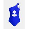 imageCUPSHE Womens One Piece Swimsuit Bathing Suits One Shoulder Asymmetrical Neck Cutout U Wire Adjustable StrapsRoyal Blue