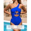 imageCUPSHE Womens One Piece Swimsuit Bathing Suits One Shoulder Asymmetrical Neck Cutout U Wire Adjustable StrapsRoyal Blue