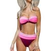 imageCUPSHE Womens Bikini Sets Adjustable Removable Straps Bandeau Swimsuit High Waisted Cheeky Bottom O RingPinkBurgundy