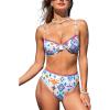 imageCUPSHE Womens Bikini Sets Two Piece Swimsuit V Neck High Waisted Underwire Stitching Adjustable Straps Back HookWhiteBlueOrange
