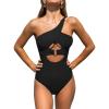 imageCUPSHE Womens One Piece Swimsuit Bathing Suits One Shoulder Asymmetrical Neck Cutout U Wire Adjustable StrapsBlack