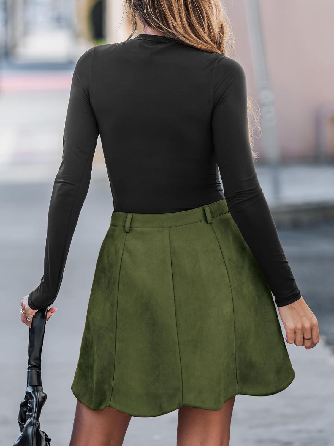 imageCUPSHE Skirt Women Button Front Mini Skirts Aline Shorts Casual VacationOlive Green