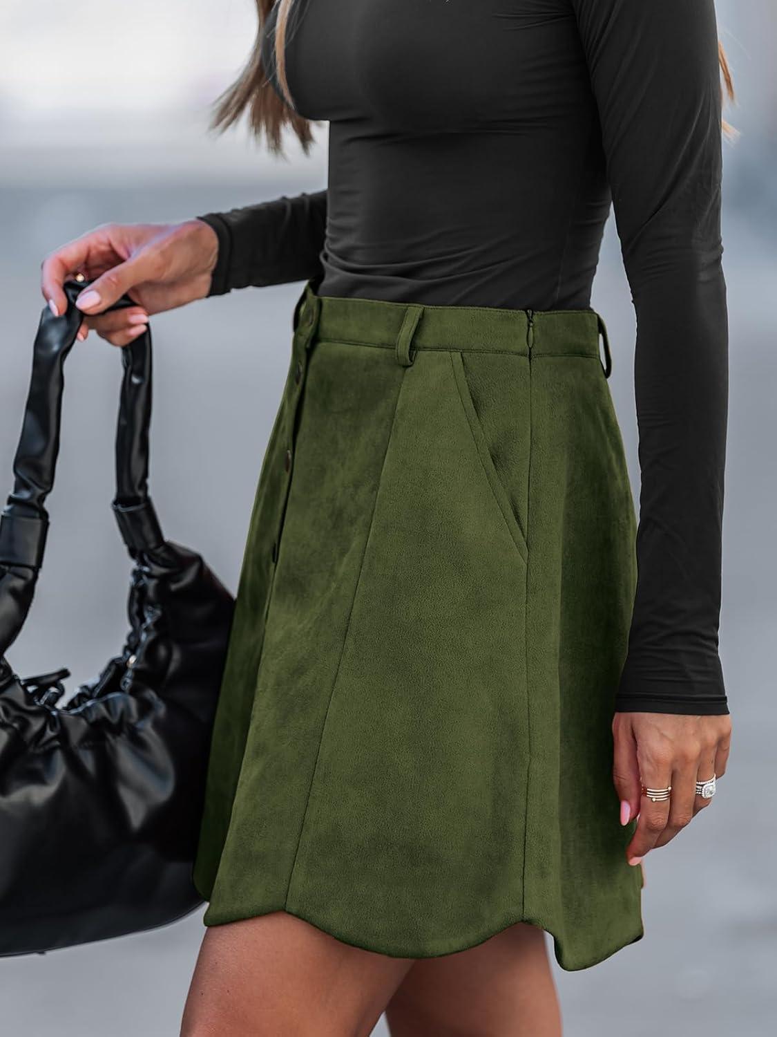 imageCUPSHE Skirt Women Button Front Mini Skirts Aline Shorts Casual VacationOlive Green