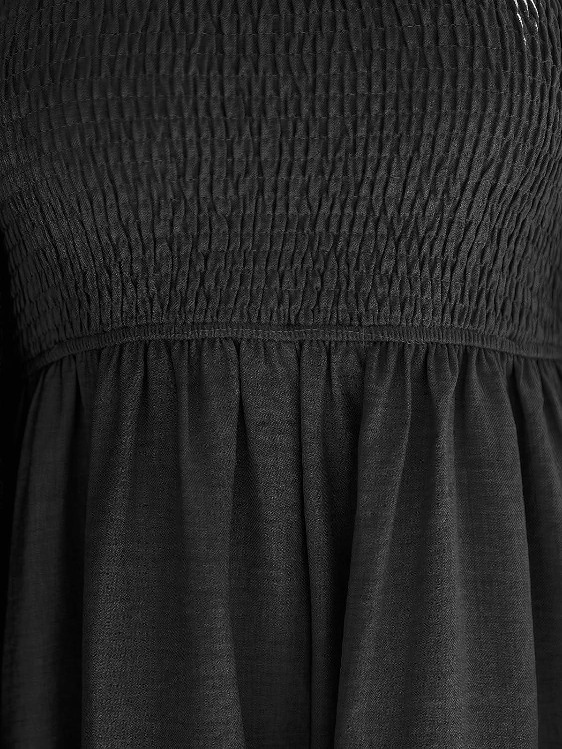 imageCUPSHE Women Summer Jumpsuit with Pocket Square Neck Spaghetti Strap Smocked Bodice Backless Overall Wide Leg Casual RomperBlack