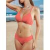 imageCUPSHE Bikini Set for Women Two Piece Swimsuits V Neck Low Rise Crisscross Back Self Tie Spaghetti StrapsCoral Orange