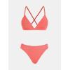 imageCUPSHE Bikini Set for Women Two Piece Swimsuits V Neck Low Rise Crisscross Back Self Tie Spaghetti StrapsCoral Orange