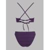 imageCUPSHE Bikini Set for Women Two Piece Swimsuits V Neck Low Rise Crisscross Back Self Tie Spaghetti StrapsDark Purple