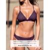 imageCUPSHE Bikini Set for Women Two Piece Swimsuits V Neck Low Rise Crisscross Back Self Tie Spaghetti StrapsDark PurpleStriped