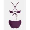 imageCUPSHE Bikini Set for Women Two Piece Swimsuits V Neck Low Rise Crisscross Back Self Tie Spaghetti StrapsDark PurpleStriped