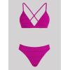 imageCUPSHE Bikini Set for Women Two Piece Swimsuits V Neck Low Rise Crisscross Back Self Tie Spaghetti StrapsMagenta