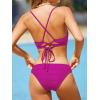 imageCUPSHE Bikini Set for Women Two Piece Swimsuits V Neck Low Rise Crisscross Back Self Tie Spaghetti StrapsMagenta