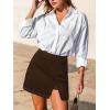 imageCUPSHE Skirts Women Mini Skirt Side Slit High Waist Solid Casual VacationCoffee Brown