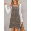 imageCUPSHE Women Corduroy Fall Dresses Front Bib Pocket Square Neck Wide Strap Casual Overall Mini DressBrown Plaid