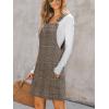 imageCUPSHE Women Corduroy Fall Dresses Front Bib Pocket Square Neck Wide Strap Casual Overall Mini DressBrown Plaid