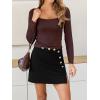 imageCUPSHE Women Mini Plaid Skirts Tweed High Waist Bodycon Pencil Hem Fall Winter Dressy Outfits ShortsBlack Button