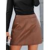 imageCUPSHE Women Skirts Women Faux Leather High Waist Mini Skirt Bodycon Wrap Notched Hem Casua PartyBrown