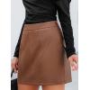 imageCUPSHE Women Skirts Women Faux Leather High Waist Mini Skirt Bodycon Wrap Notched Hem Casua PartyBrown