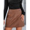 imageCUPSHE Women Skirts Women Faux Leather High Waist Mini Skirt Bodycon Wrap Notched Hem Casua PartyBrown