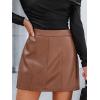 imageCUPSHE Women Skirts Women Faux Leather High Waist Mini Skirt Bodycon Wrap Notched Hem Casua PartyBrown