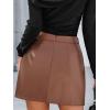 imageCUPSHE Women Skirts Women Faux Leather High Waist Mini Skirt Bodycon Wrap Notched Hem Casua PartyBrown