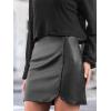 imageCUPSHE Women Skirts Women Faux Leather Mini Skirt High Waist Bodycon Wrap Notched Hem Casua PartyBlack