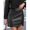 imageCUPSHE Women Skirts Women Faux Leather Mini Skirt High Waist Bodycon Wrap Notched Hem Casua PartyBlack