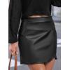imageCUPSHE Women Skirts Women Faux Leather Mini Skirt High Waist Bodycon Wrap Notched Hem Casua PartyBlack