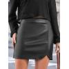 imageCUPSHE Women Skirts Women Faux Leather Mini Skirt High Waist Bodycon Wrap Notched Hem Casua PartyBlack
