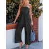 imageCUPSHE Women Summer Jumpsuit with Pocket Square Neck Spaghetti Strap Smocked Bodice Backless Overall Wide Leg Casual RomperBlack