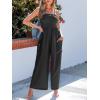 imageCUPSHE Women Summer Jumpsuit with Pocket Square Neck Spaghetti Strap Smocked Bodice Backless Overall Wide Leg Casual RomperBlack
