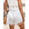 imageCUPSHE Women Swimsuit Coverup Shorts High Waist Tassel Beach Cover Up Shorts for SwimwearWhite