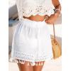 imageCUPSHE Women Swimsuit Coverup Shorts High Waist Tassel Beach Cover Up Shorts for SwimwearWhite