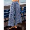 imageCUPSHE Womens Cover Up Pants Elastic Waist Beach Wide Leg Pant Drawstring Swim Coverup with PocketBlue