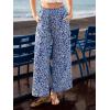 imageCUPSHE Womens Cover Up Pants Elastic Waist Beach Wide Leg Pant Drawstring Swim Coverup with PocketBlue