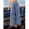 imageCUPSHE Womens Cover Up Pants Elastic Waist Beach Wide Leg Pant Drawstring Swim Coverup with PocketBlue