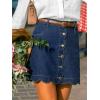 imageCUPSHE Womens Denim Mini Skirt Button Front ALine Jean High Waist Scalloped Hem Casual OutfitsBlue