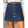 imageCUPSHE Womens Denim Mini Skirt Button Front ALine Jean High Waist Scalloped Hem Casual OutfitsBlue