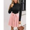 imageCUPSHE Womens Fall Dresses Long Sleeves Round Neck Casual Outfits A Line Work Belted Vacation Mini SundressPink