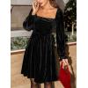 imageCUPSHE Womens Long Sleeve Mini Party Dress Square Neck Velvet Dress Fall Cocktail Wedding Guest Evening DressBlack