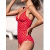 imageCUPSHE Womens One Piece Swimsuit Tummy Control V Neck Bathing SuitsRedWhite Polka Dots
