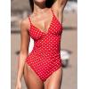 imageCUPSHE Womens One Piece Swimsuit Tummy Control V Neck Bathing SuitsRedWhite Polka Dots