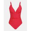imageCUPSHE Womens One Piece Swimsuit Tummy Control V Neck Bathing SuitsRedWhite Polka Dots