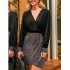 imageCUPSHE Womens Sequin Cocktail Dress Sparkly Winter Holiday Party Long Sleeve V Neck Bodycon Mini DressesBlack