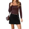 imageCUPSHE Women Mini Plaid Skirts Tweed High Waist Bodycon Pencil Hem Fall Winter Dressy Outfits ShortsBlack Button