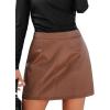 imageCUPSHE Women Skirts Women Faux Leather High Waist Mini Skirt Bodycon Wrap Notched Hem Casua PartyBrown