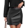 imageCUPSHE Women Skirts Women Faux Leather Mini Skirt High Waist Bodycon Wrap Notched Hem Casua PartyBlack