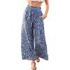 imageCUPSHE Womens Cover Up Pants Elastic Waist Beach Wide Leg Pant Drawstring Swim Coverup with PocketBlue